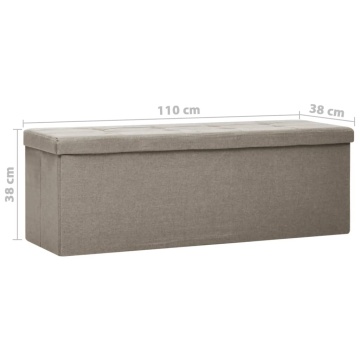 Bancă de depozitare pliabilă, gri taupe, imitație de pânză - Img 7