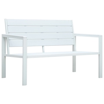 Bancă de grădină, alb, 120 cm, aspect de lemn, HDPE - Img 1