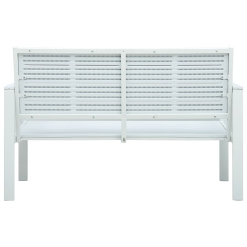 Bancă de grădină, alb, 120 cm, aspect de lemn, HDPE - Img 4