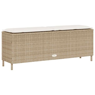 Bancă de grădină cu pernă Bej 110x30x40,5 cm Poly Ratan - Img 5