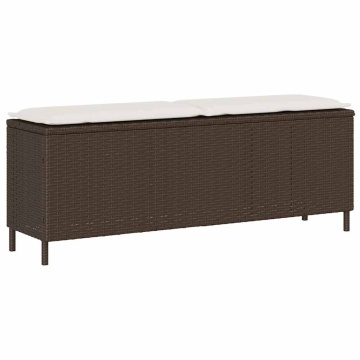 Bancă de grădină cu pernă, gri, 110x30x40,5 cm, poliratan - Img 1