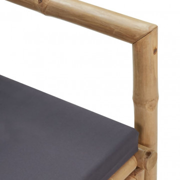 Bancă de grădină cu perne, 115 cm, bambus - Img 5