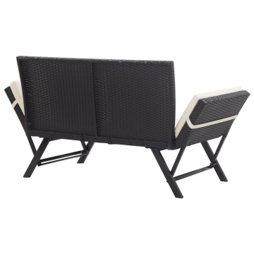 Bancă de grădină cu perne, negru, 176 cm, poliratan - Img 4