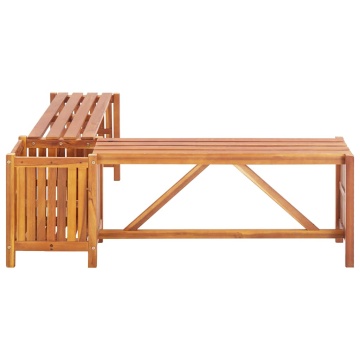 Bancă de grădină de colț cu jardinieră, 117x117x40 cm, acacia - Img 9