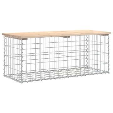 Bancă de grădină, design gabion, 103x44x42cm, lemn masiv de pin - Img 2