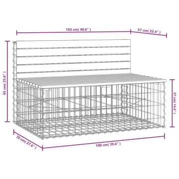 Bancă de grădină, design gabion, 103x70x65cm, lemn masiv de pin - Img 7