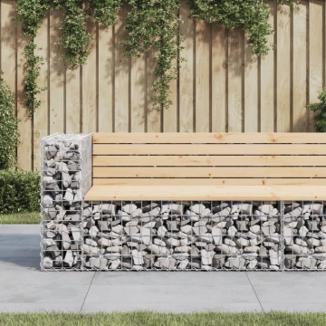 Bancă de grădină design gabion, 122x71x65,5 cm, lemn masiv pin - Img 1