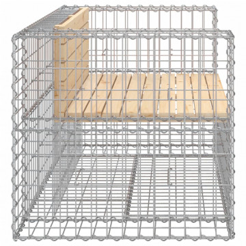 Bancă de grădină, design gabion, 143x71x65,5cm, lemn masiv pin - Img 4