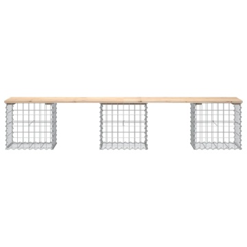 Bancă de grădină, design gabion, 203x44x42cm, lemn masiv de pin - Img 3