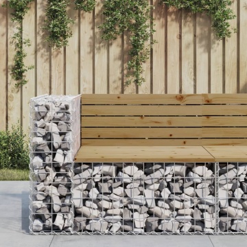 Bancă de grădină design gabion 92x71x65,5 cm lemn pin impregnat - Img 1