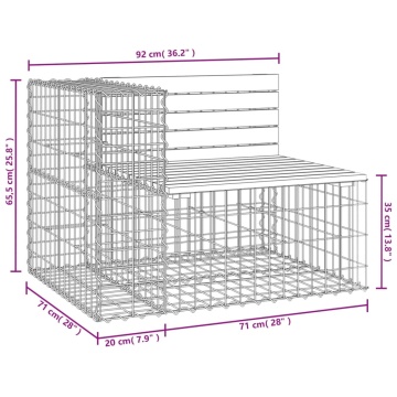 Bancă de grădină design gabion, 92x71x65,5cm, lemn masiv de pin - Img 7