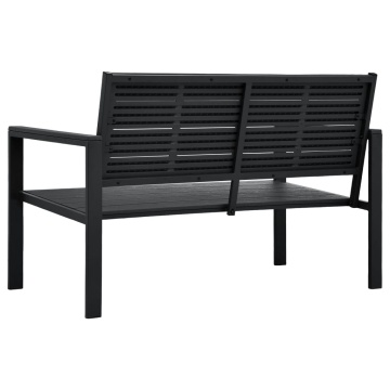 Bancă de grădină, negru, 120 cm, aspect de lemn, HDPE - Img 3