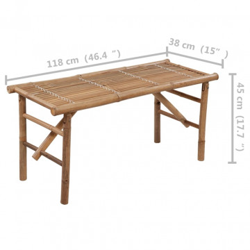 Bancă de grădină pliabilă cu pernă, 118 cm, bambus - Img 7