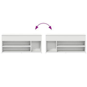 Bancă de pantofi, alb, 102x30,5x45 cm, lemn prelucrat - Img 7