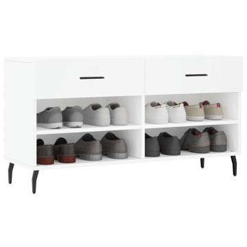 Bancă de pantofi, alb, 102x35x55 cm, lemn prelucrat - Img 3