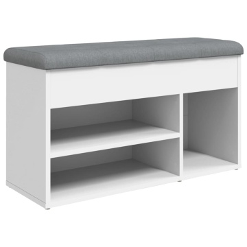 Bancă de pantofi, alb, 82x32x45,5 cm, lemn prelucrat - Img 2