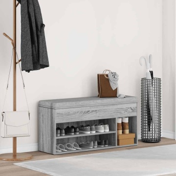 Bancă de pantofi, gri sonoma, 102x30,5x45 cm, lemn prelucrat - Img 3