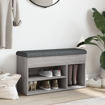 Bancă de pantofi, gri sonoma, 82x32x45,5 cm, lemn prelucrat - Img 3