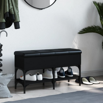 Bancă de pantofi, negru, 82x32x45 cm, lemn prelucrat - Img 3