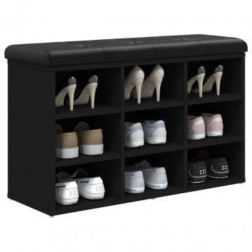 Bancă de pantofi, negru, 82x32x50 cm, lemn prelucrat - Img 4