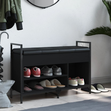 Bancă de pantofi, negru, 85,5x32x57,5 cm, lemn prelucrat - Img 3