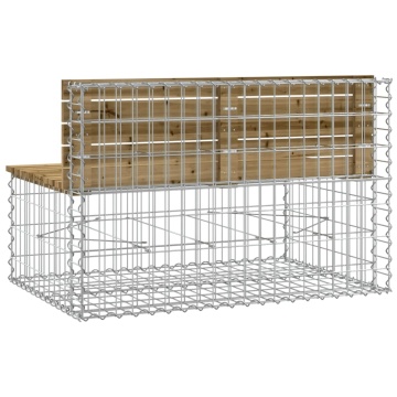 Bancă grădină, design gabion, 103x70x65 cm, lemn pin impregnat - Img 8