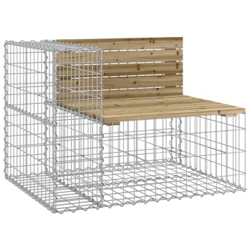 Bancă grădină design gabion, 287x71x65,5 cm, lemn pin impregnat - Img 3