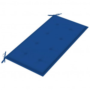 Bancă grădină, pernă albastru regal, 112 cm, lemn masiv tec - Img 8