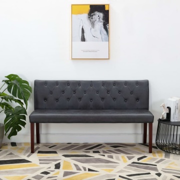 Bancă, gri, 148,5 cm, velur ecologic - Img 1