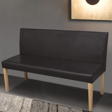 Bancă, maro închis, 139,5 cm, piele ecologică - Img 1