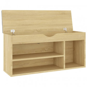 Bancă pantofar, pernă, stejar sonoma 104x30x49cm lemn prelucrat - Img 4