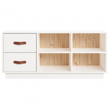 Bancă pentru pantofi, alb, 100x34x45 cm, lemn masiv pin - Img 5