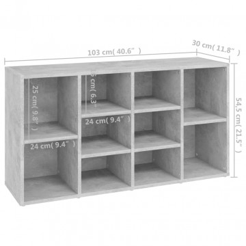 Banchetă pantofar, gri beton, 103x30x54,5 cm, PAL - Img 6