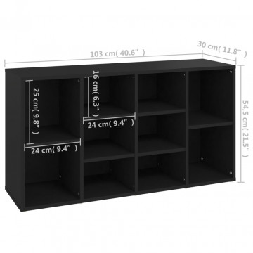 Banchetă pantofar, negru, 103x30x54,5 cm, PAL - Img 6