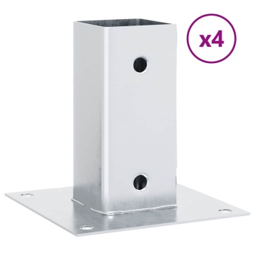 Baze stâlp pătrate 4 buc Argintiu 61x61 mm Oțel galvanizat - Img 2