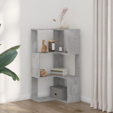Bibliotecă 3 niveluri gri beton 50x50x102 cm lemn prelucrat - Img 3
