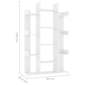 Bibliotecă, alb, 86x25,5x140 cm, PAL - Img 6