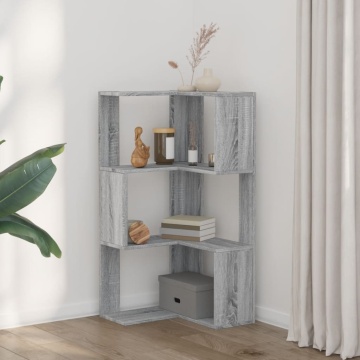 Bibliotecă cu 3 niveluri gri sonoma 50x50x102 cm lemn prelucrat - Img 3