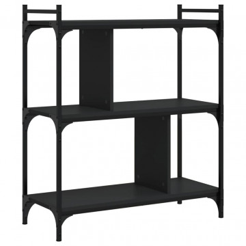Bibliotecă cu 3 niveluri, negru, 76x32x88 cm, lemn prelucrat - Img 5