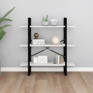 Bibliotecă cu 3 rafturi, alb, 100x30x105 cm, lemn masiv de pin - Img 4