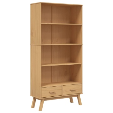 Bibliotecă cu 4 niveluri „OLDEN”, maro, lemn masiv de pin - Img 2