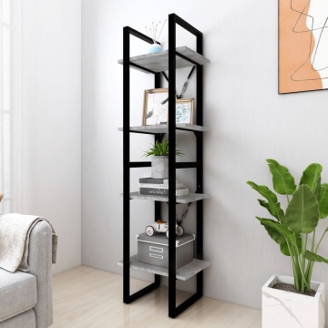 Bibliotecă cu 4 niveluri gri sonoma 40x30x140 cm lemn compozit - Img 3