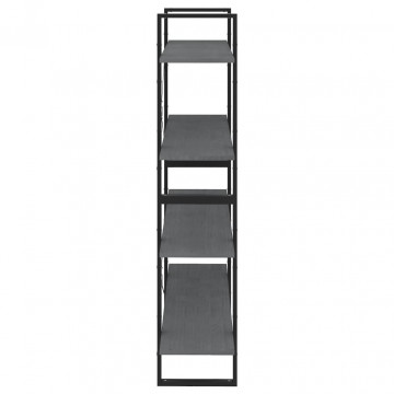 Bibliotecă cu 4 rafturi, gri, 100x30x140 cm, lemn masiv de pin - Img 5