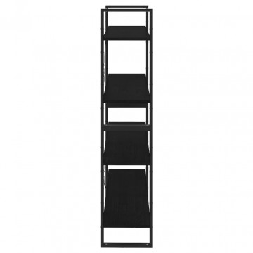 Bibliotecă cu 4 rafturi, negru, 100x30x140 cm, lemn masiv pin - Img 5