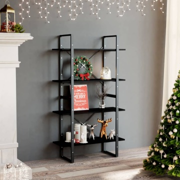 Bibliotecă cu 4 rafturi, negru, 80x30x140 cm, lemn masiv de pin - Img 1