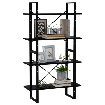 Bibliotecă cu 4 rafturi, negru, 80x30x140 cm, PAL - Img 4