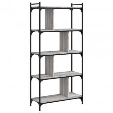 Bibliotecă cu 5 niveluri gri sonoma 76x32x158 cm lemn compozit - Img 5