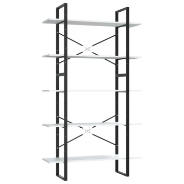Bibliotecă cu 5 rafturi, alb, 100x30x175 cm, lemn prelucrat - Img 2