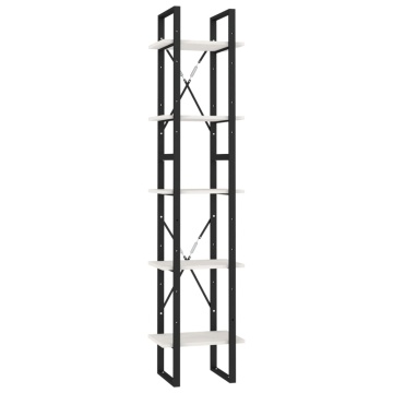 Bibliotecă cu 5 rafturi, alb, 40x30x175 cm, lemn masiv de pin - Img 2