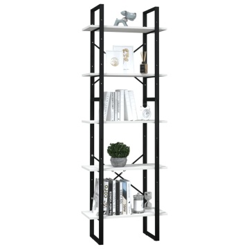 Bibliotecă cu 5 rafturi, alb, 60x30x175 cm, lemn masiv de pin - Img 3